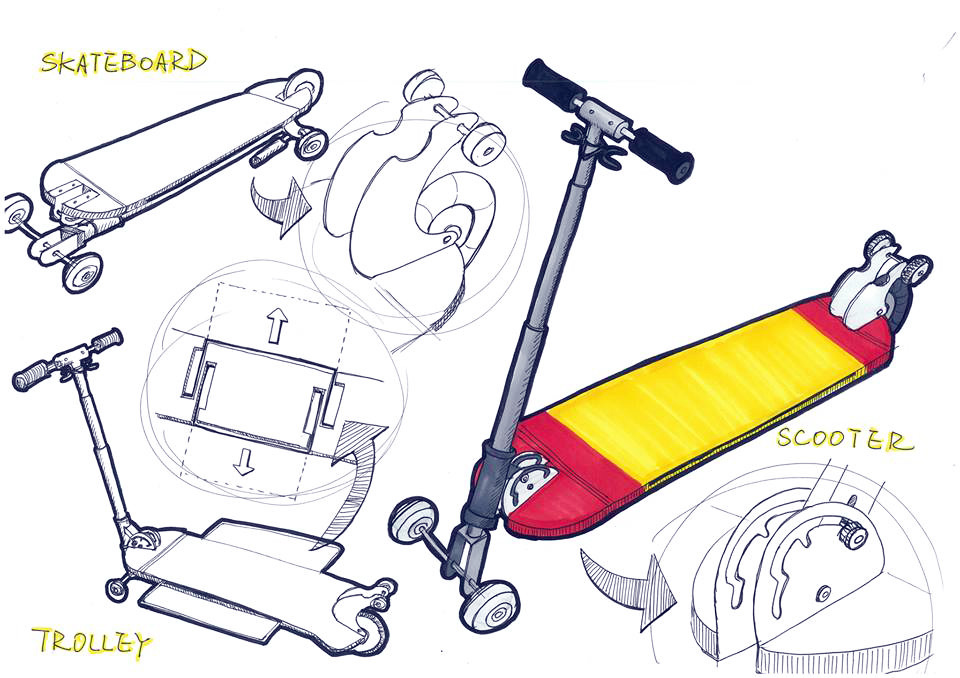 product brand process design industrial DHL deliver Scooter trolley skateboard