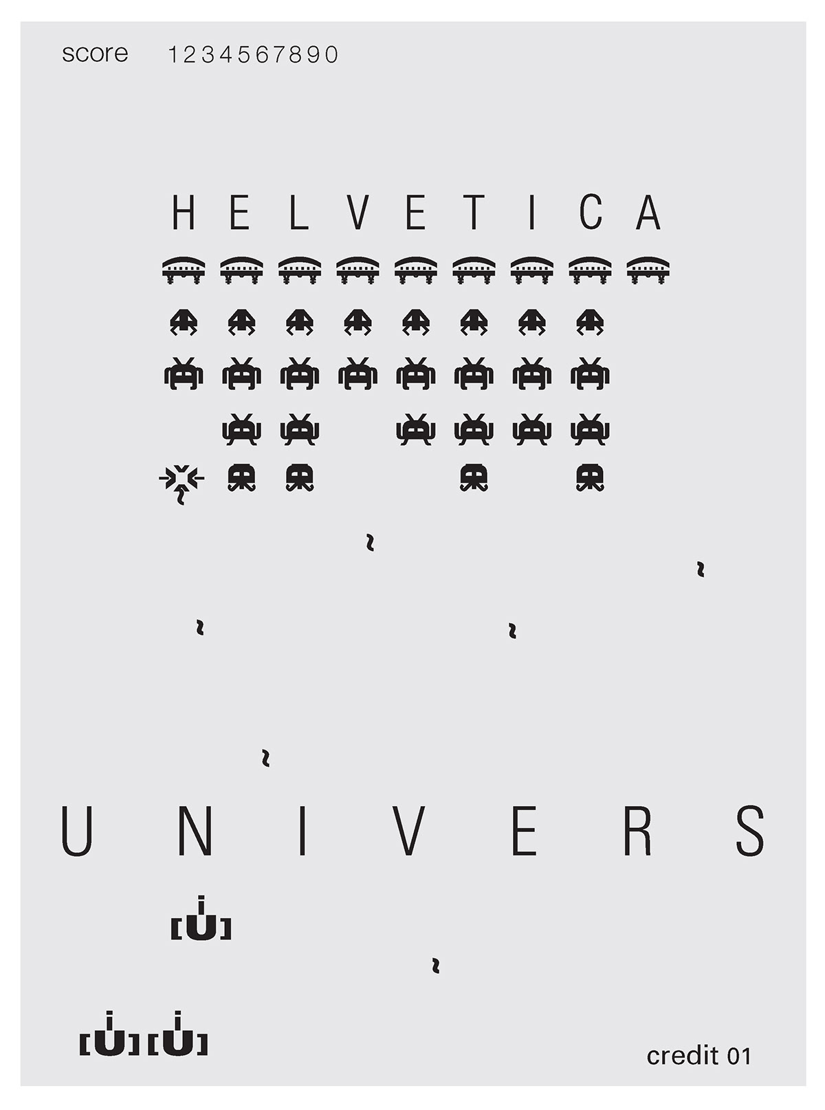 poster helvetica univers Space Invaders