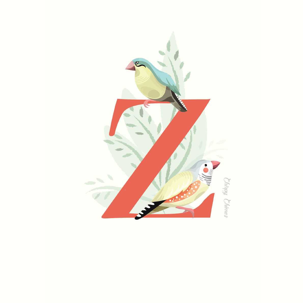 #zebra #finch #illustration #birds #typograpy #nature #graphics #Design
