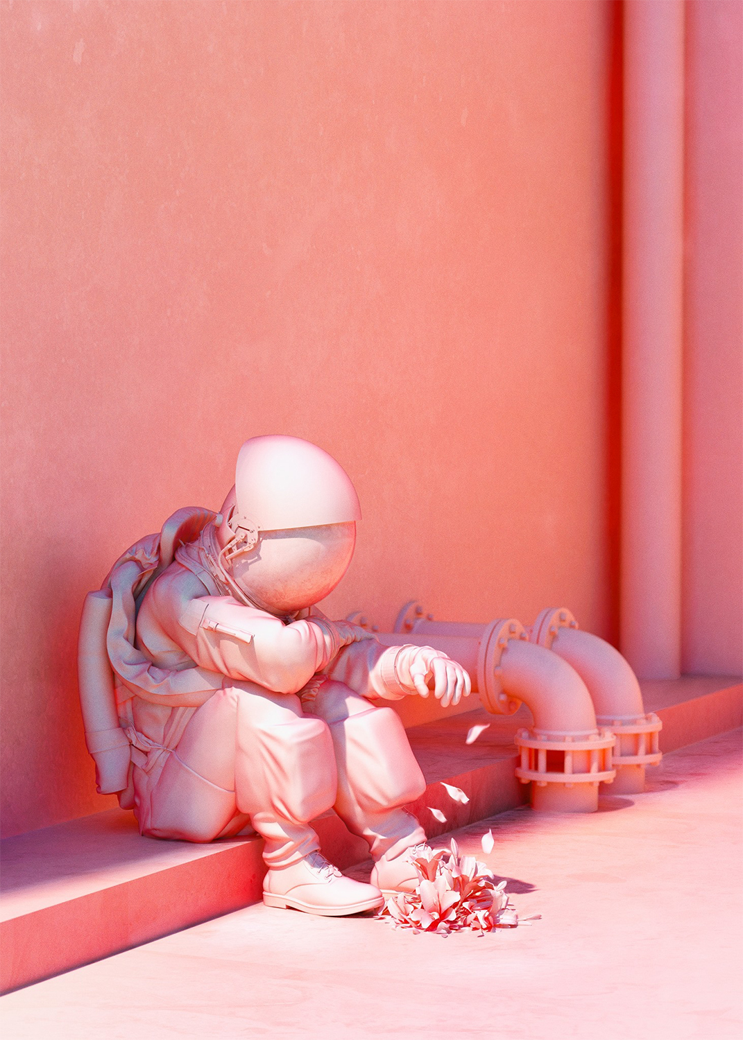 pink astronaut Space  cosmonaut Colourful  sad skateboarding galaxy nasa