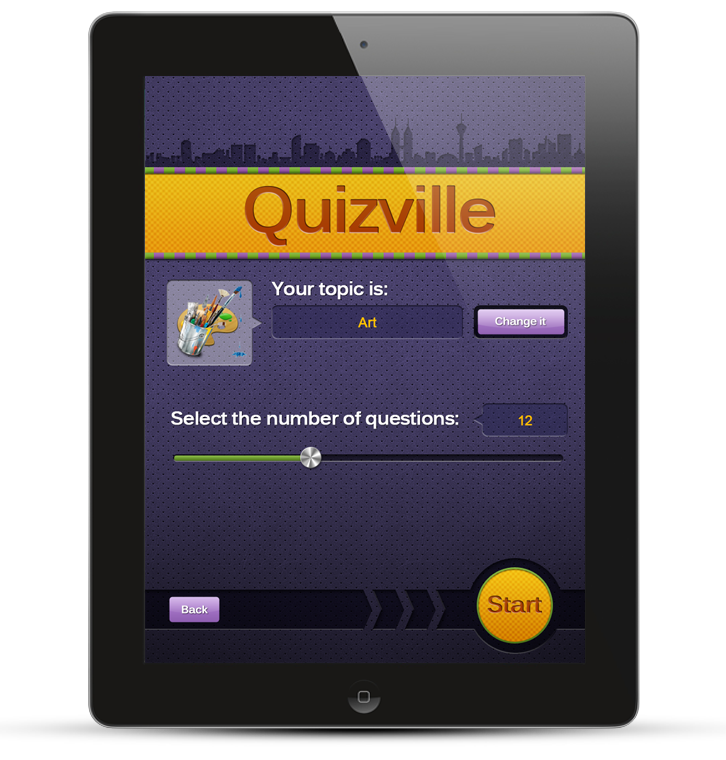 Quizville  ipad user interface ipad application Eugene Zolotco Quiz purple design