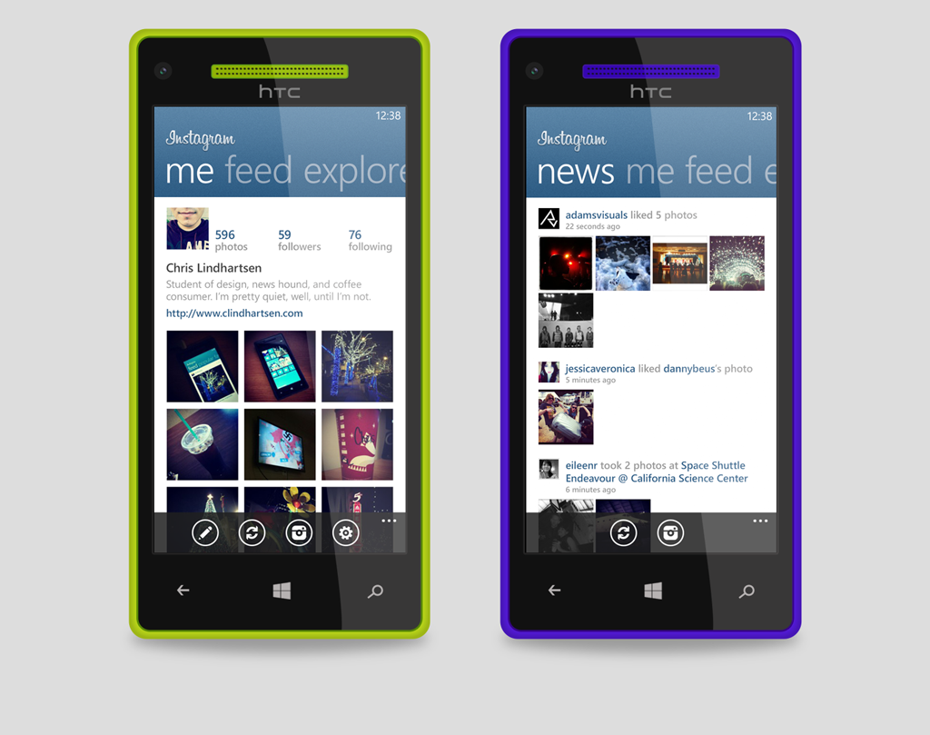 windows phone instagram app metro design Interface