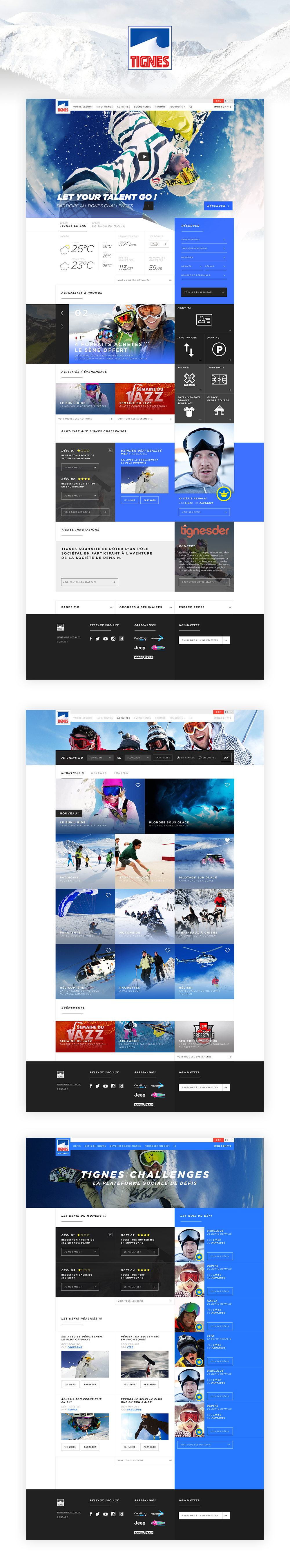 redesign Webdesign design Ski snowboard UI Layout mountain tignes extreme