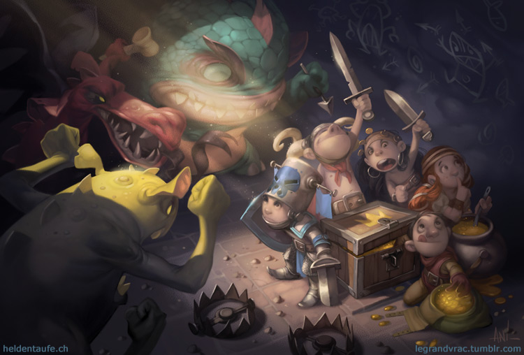 fantasy Hero game monsters underworld adventure quest treasure danger fight Sword