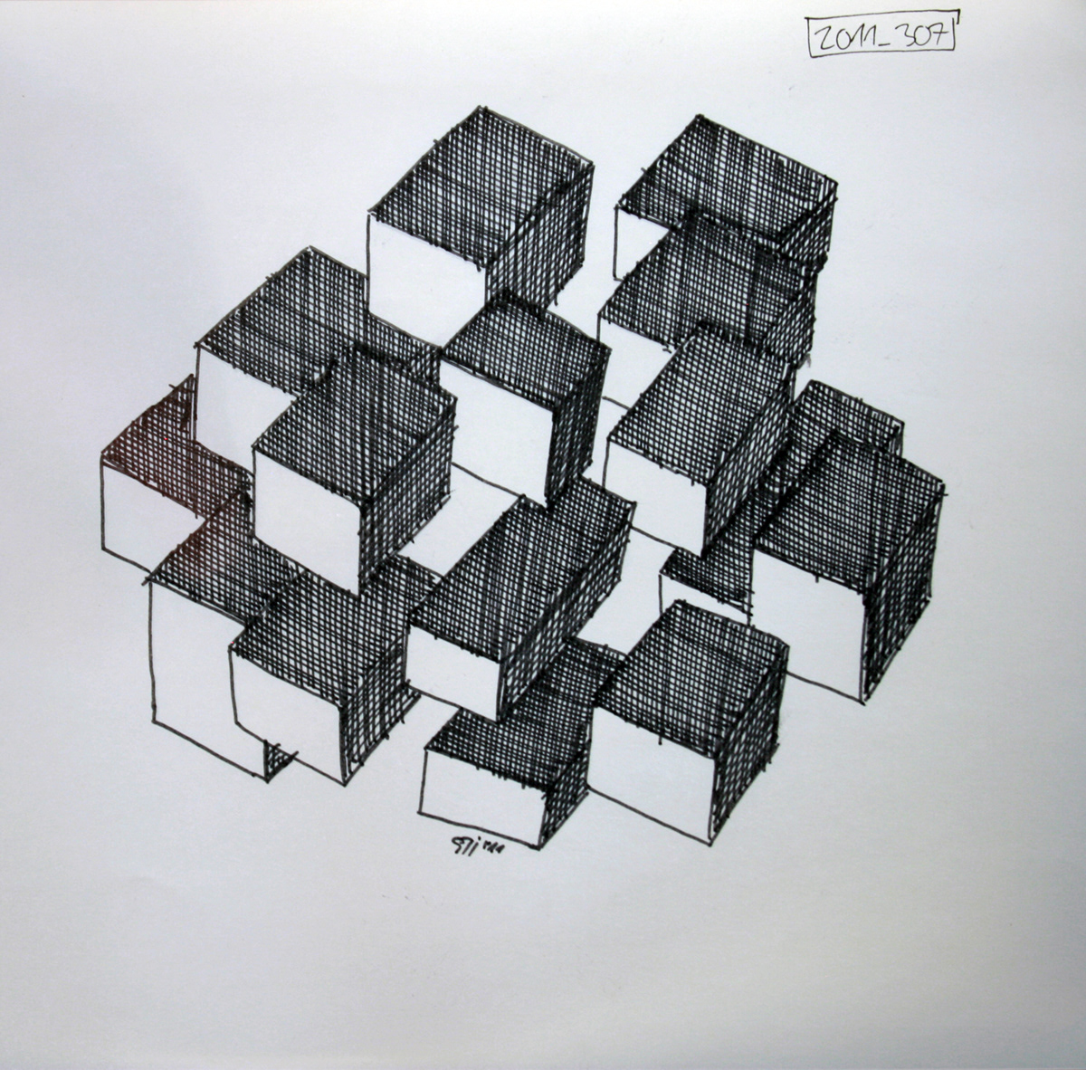 cubes line drawing pattern systematic