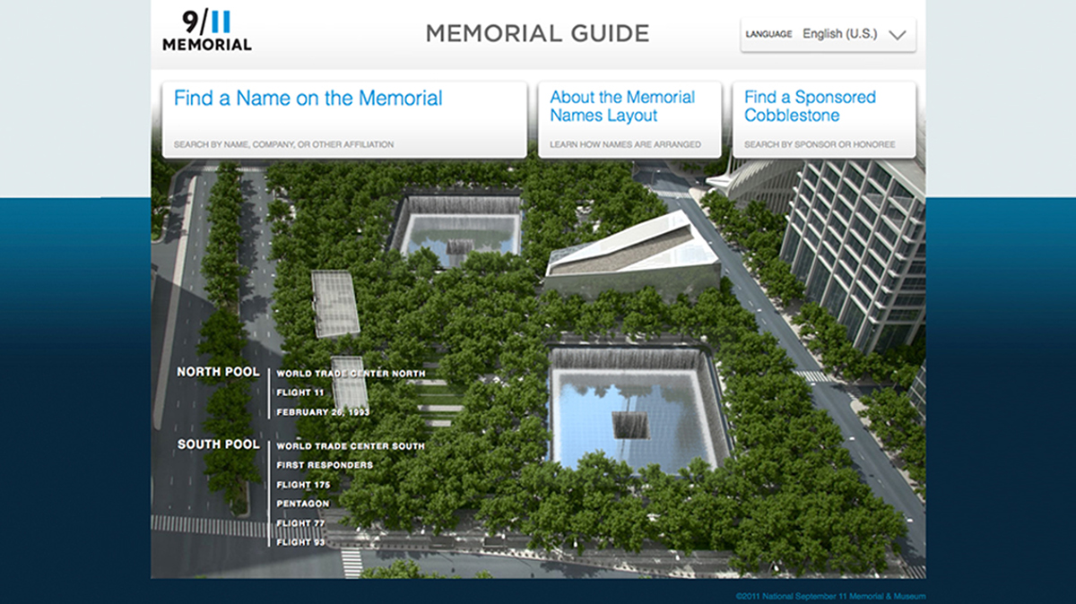 Mobile app Algorithms Website wayfinding Memorial 9/11