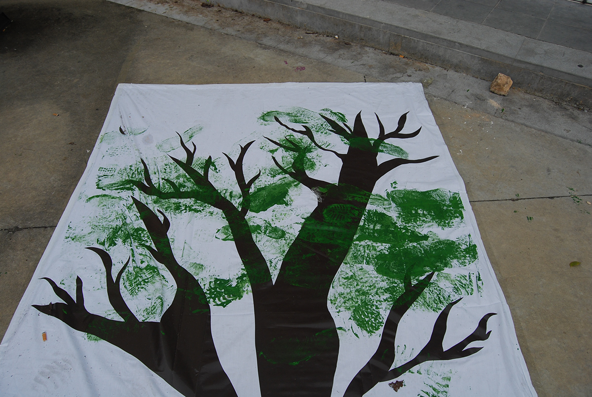 ambiente poluição não há poluição lixo Reciclar pintar Verde Árvore