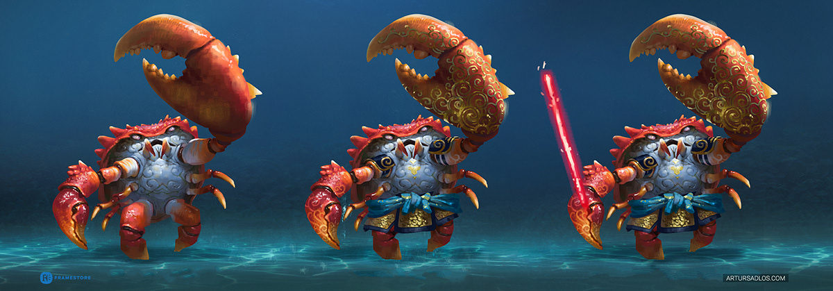 china chinese characters Crabs underwater conceptart digitalpainting themepark cinematic