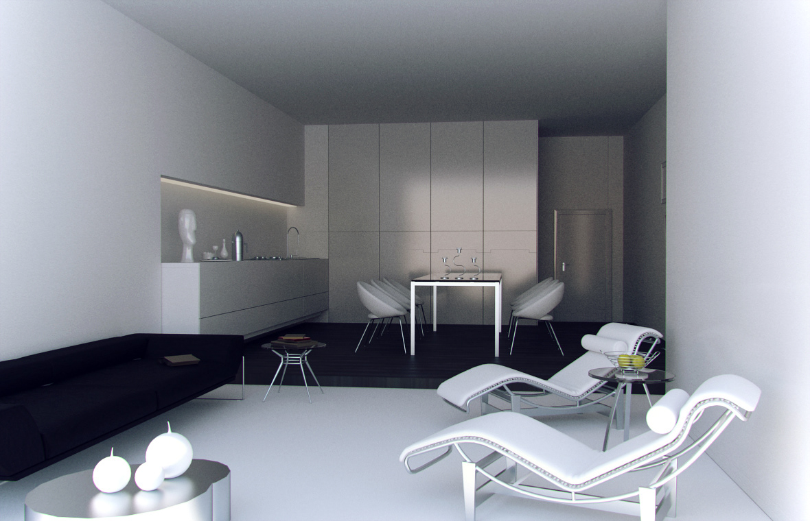 Interior design apartment bathroom bedroom kitchen minimal modern stylish White black Paris italian design furniture house