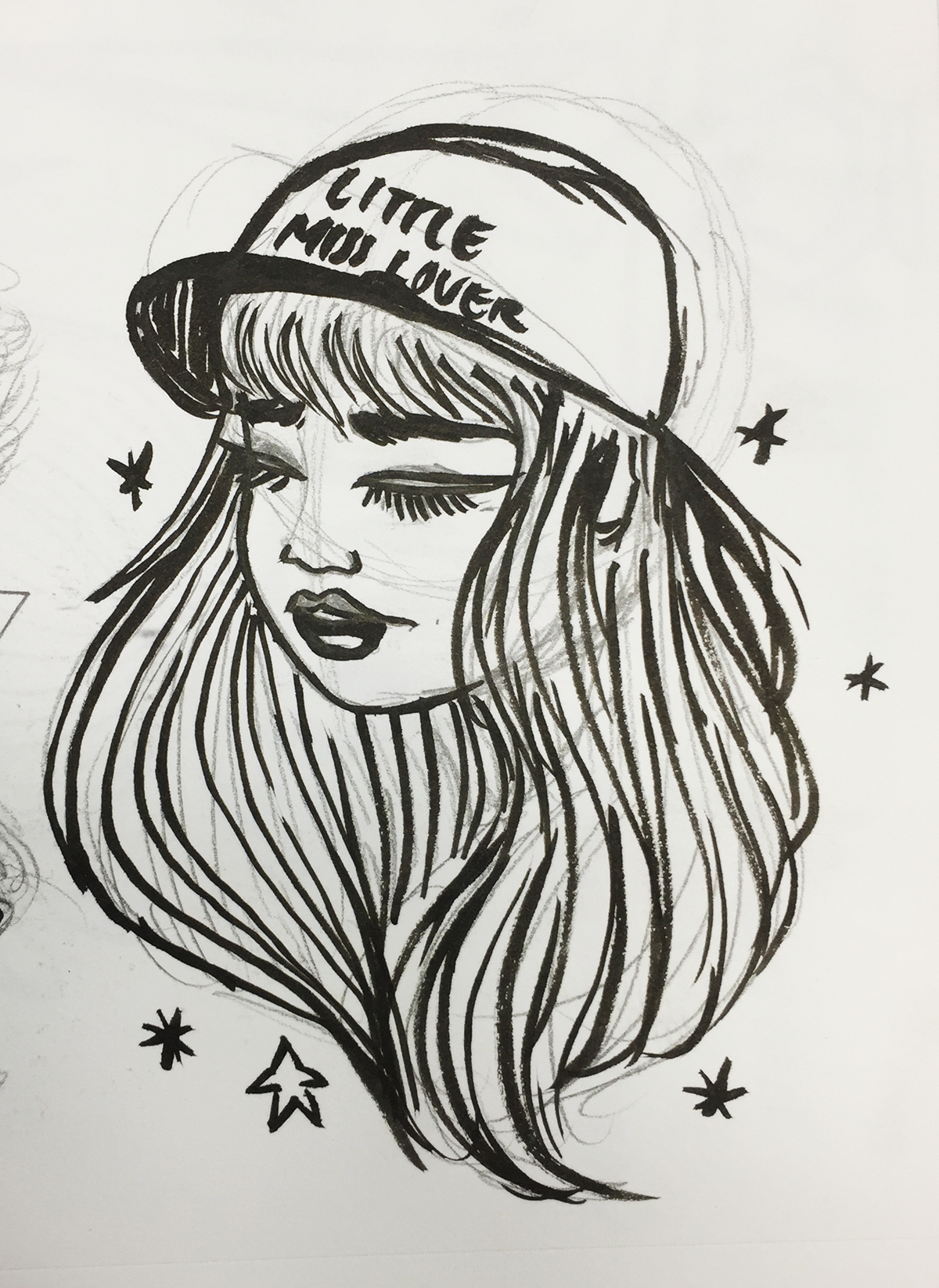 girl head tatoos White hat lover Love