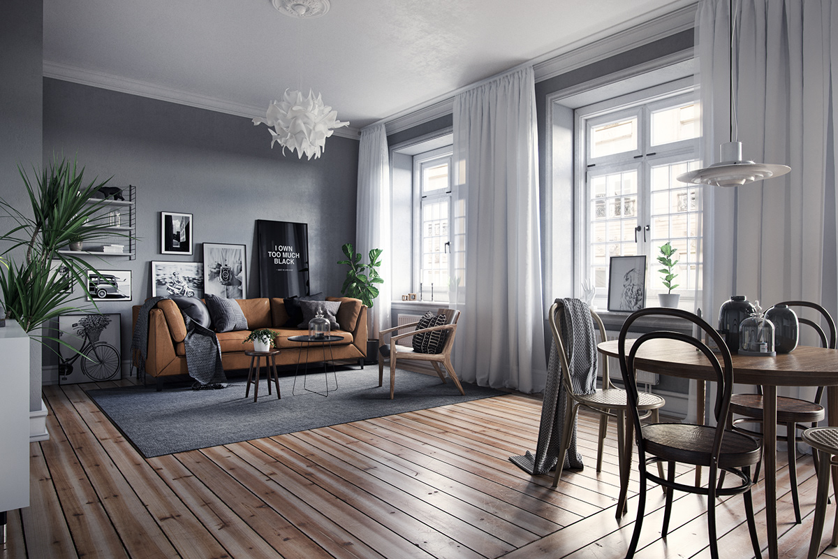 Scandinavian interior in Grey tones on Behance
