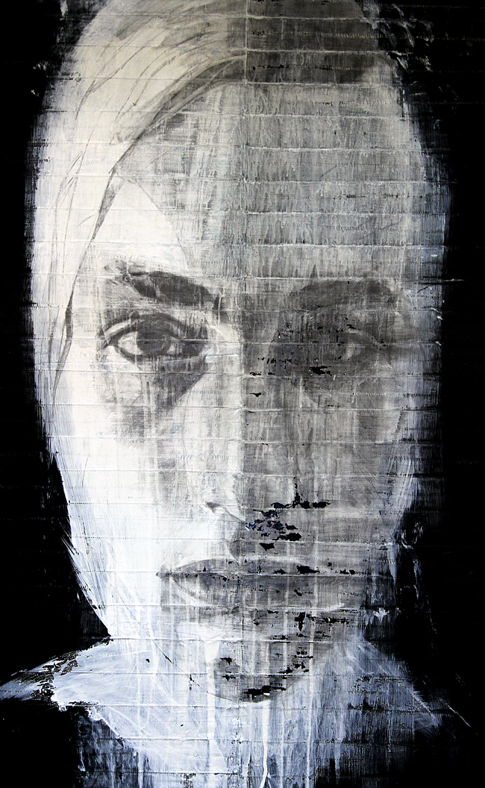 FINEART art artwork abstract figurative figure portrait black White mixedmedia texture leather dark macabre grim