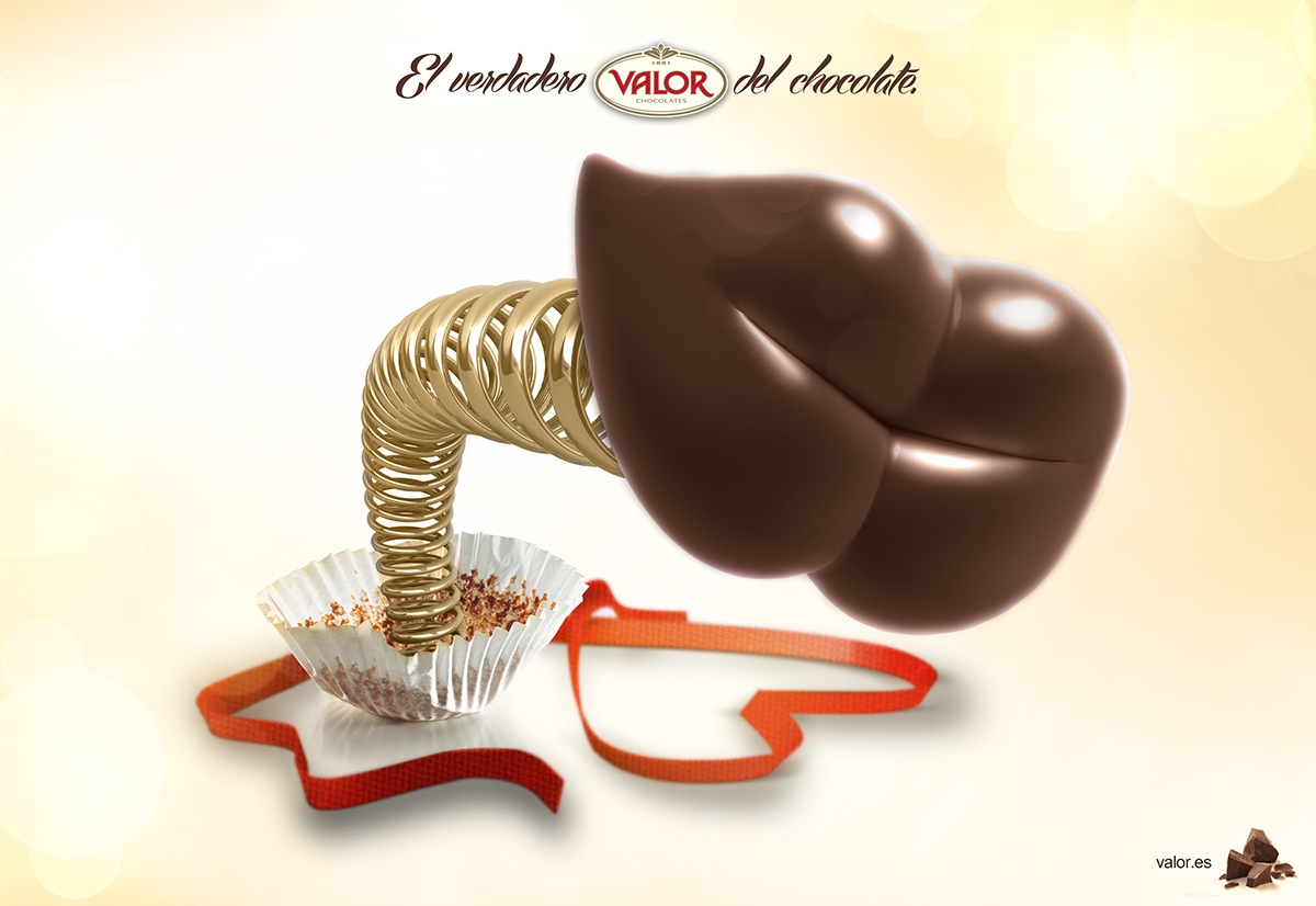 chocolat chocolate valor print creative ad kiss Love