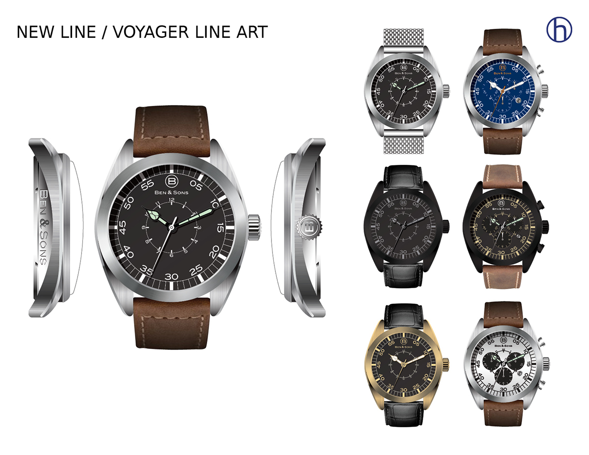 Watches watch ben & sons timepieces WatchDesign sketching concept Rebrand wrist watch design
