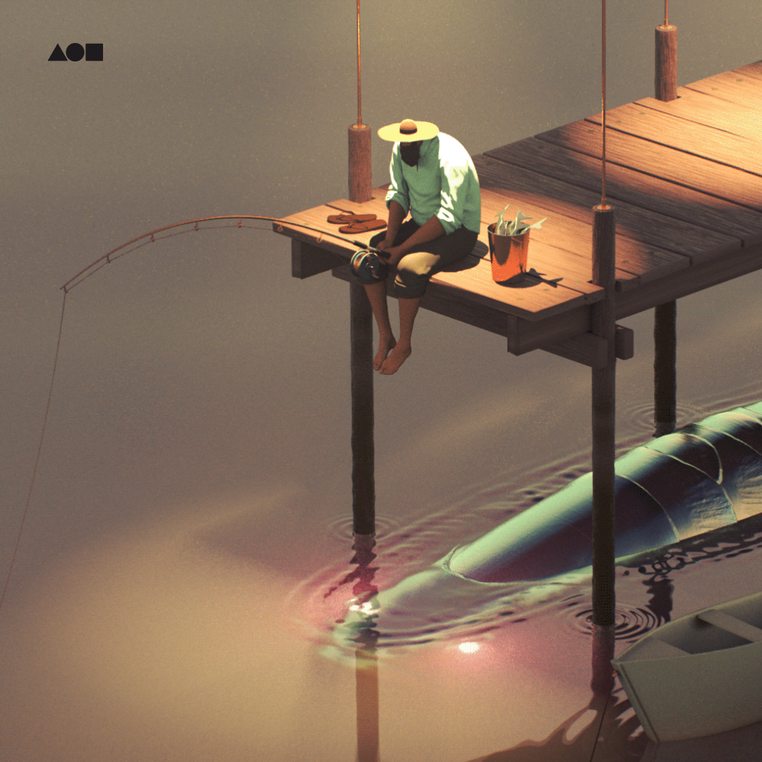 after effects c4d CG cinema 4d fish fishing ILLUSTRATION  motion graphics  Substance Painter