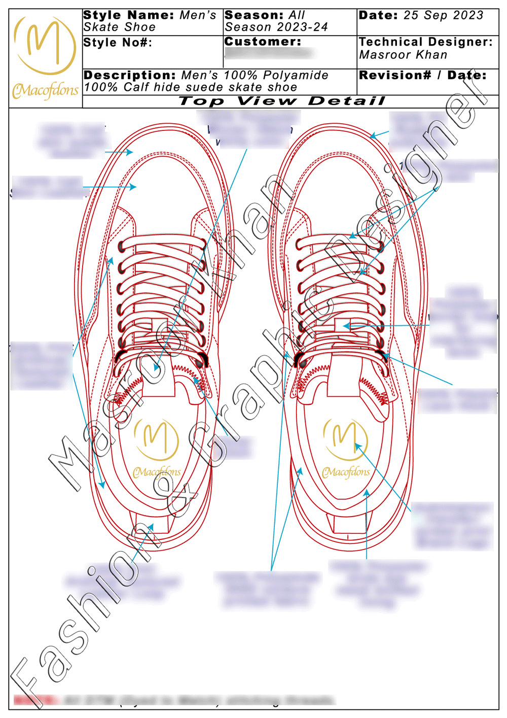 Men Poly Leather High Ankle Skate Shoe Design and its Tech Pack .gif image