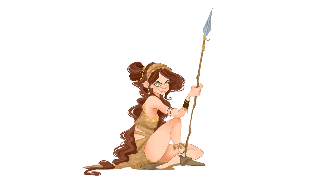 Character design  stone age girls ILLUSTRATION  cartoon character concept Drawing  toys Digital Art 