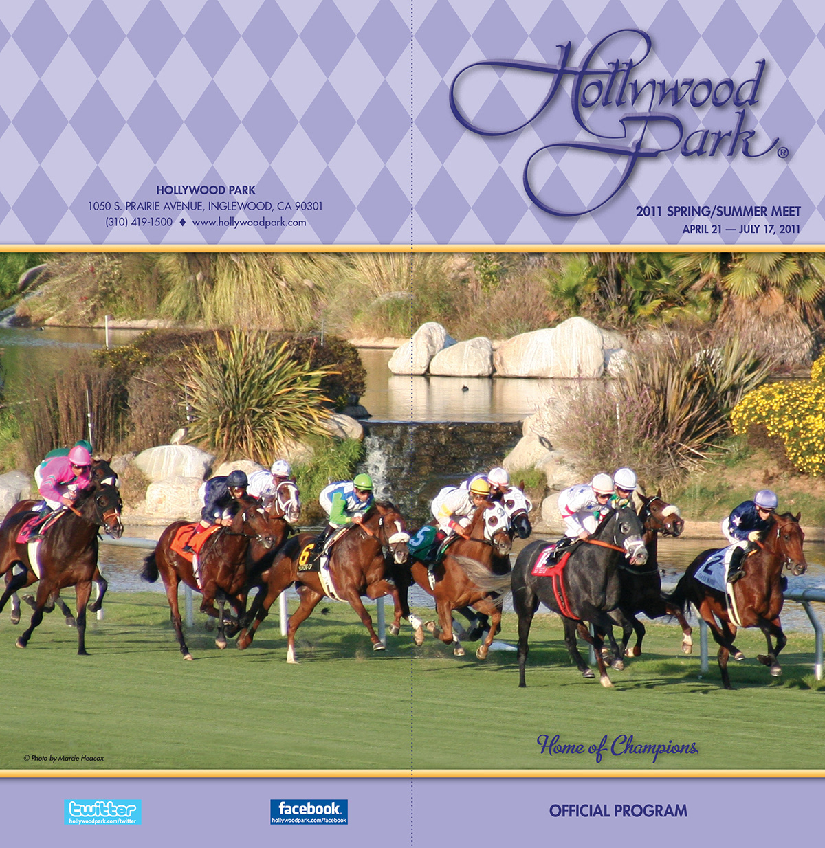 purple horse equine newsletter envelope brochure postcard Direct mail cover Program Cover Program diamonds hollywood Hollywood Park spring Racing race sports sports marketing