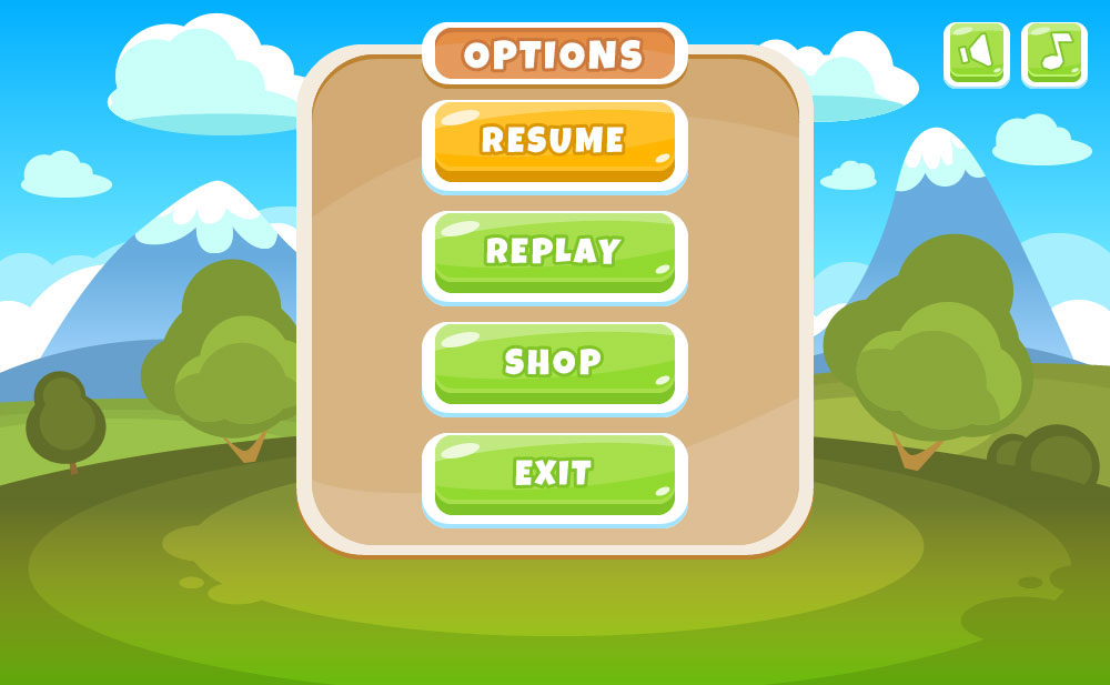 game GUI UI cartoon buttons Interface casual vector template