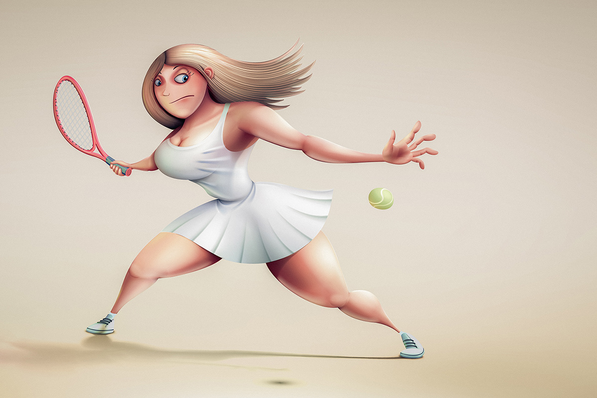 tennis  Character Design girl  sports Illustrator mesh