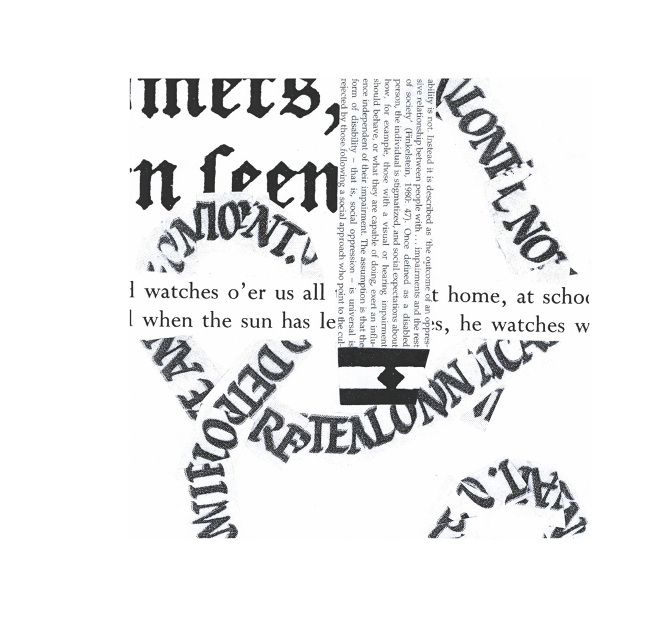 Expressive Typography intuition black & white collage