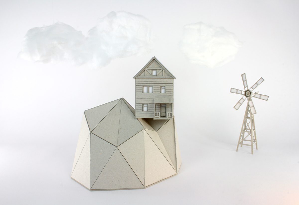 cardboard nightlight lifeincardboard house Miniature model paper mountain