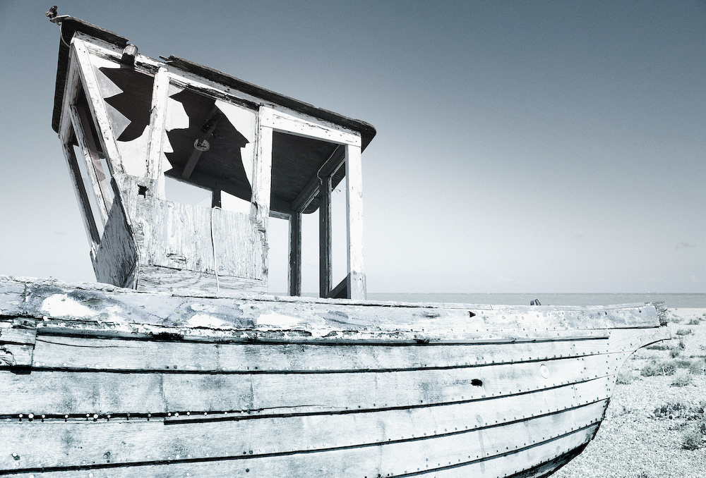 dungerness Landscape sea beach derelict Boats fishing kent england