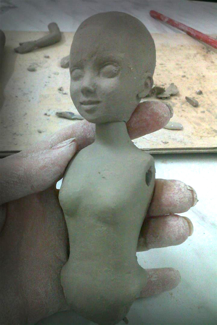Sculpt woman doll building sheep clay ceramic