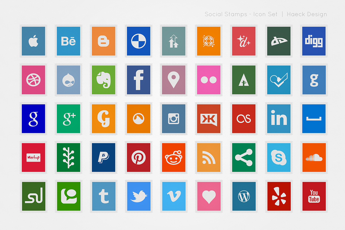 social icon set Icon icons stamp social media stamps