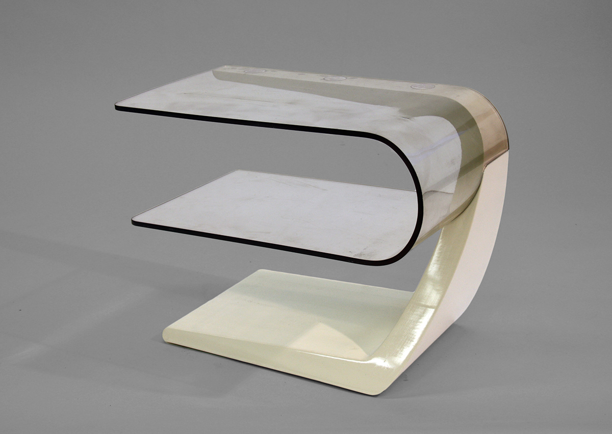 side table  glass  bend