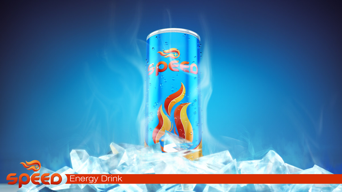 energy drink 3D can speed logo Packaging ice