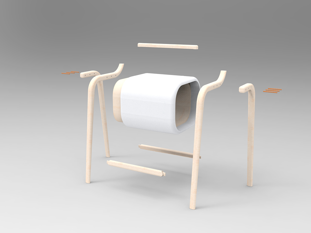 furniture chair stool Interior White pale wood wood bending bent wood upholstery handmade craft artisan woodwork