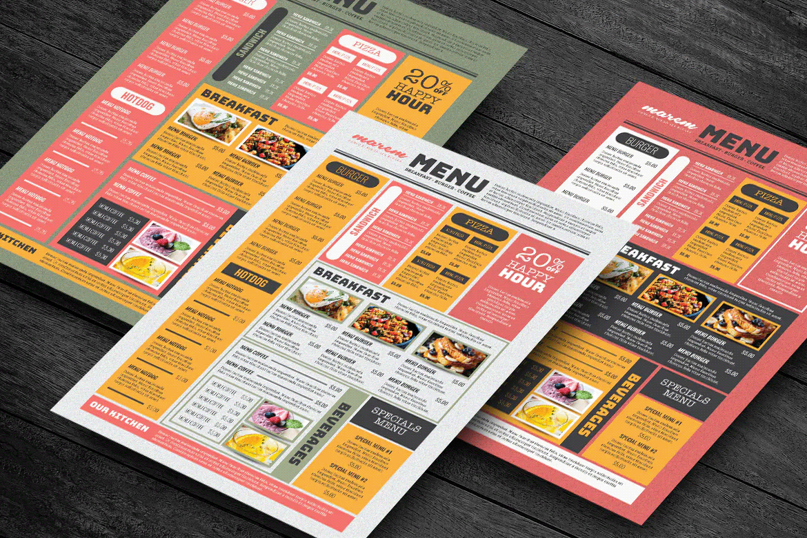 Advertising  design Food  food menu food menu design food menu template menu restaurant