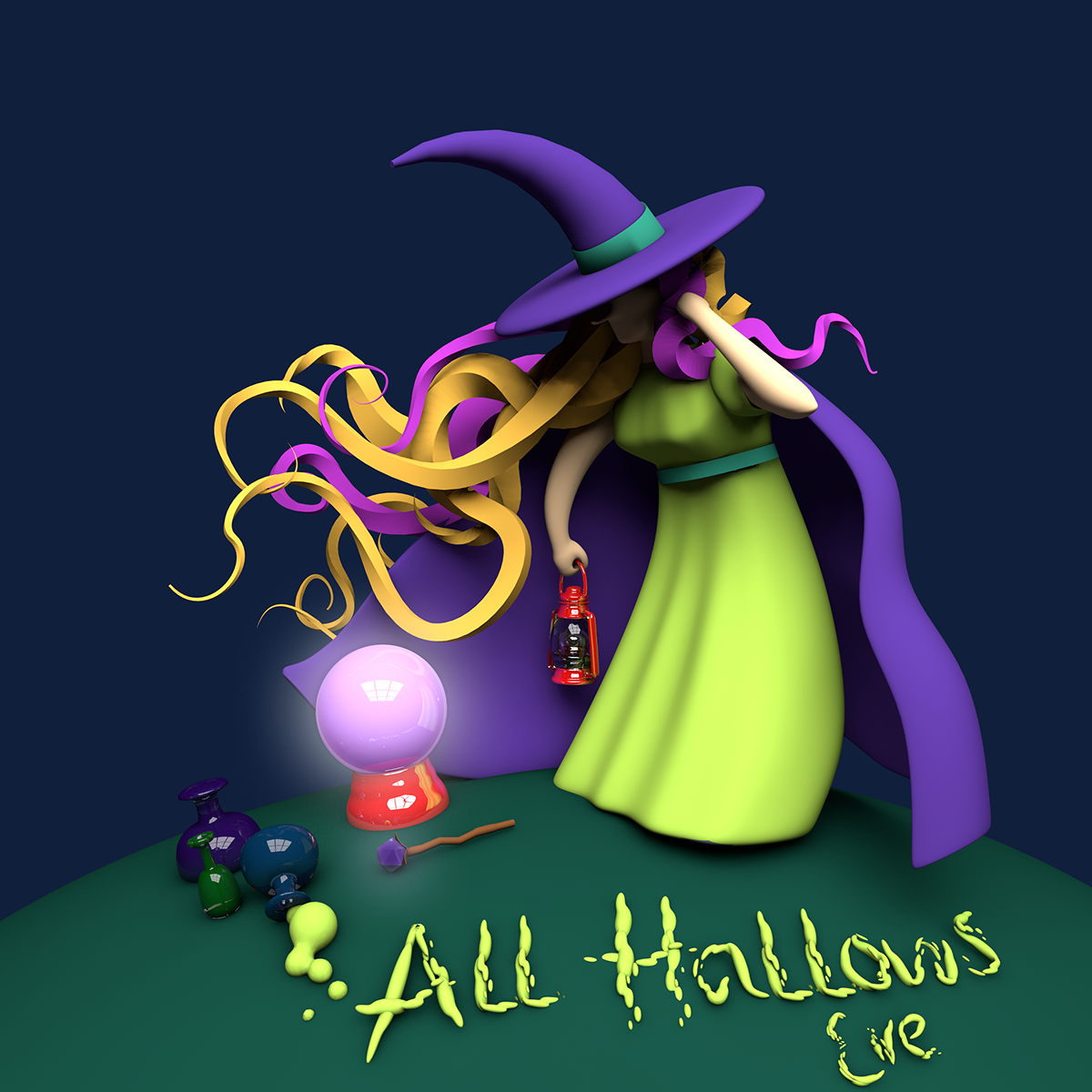 3D Halloween witch Magic   Character