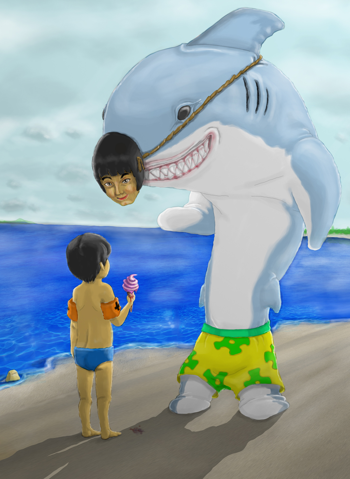sharks shark concept art concept art kid icecream boy beach harris destacamento blue SKY