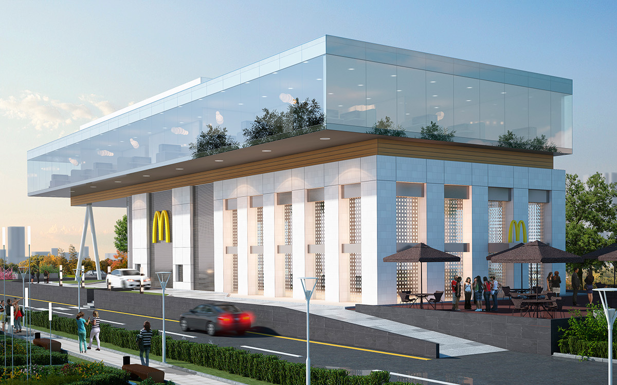 architecture project mcdonald's Fast food restaurant astana INK Architects