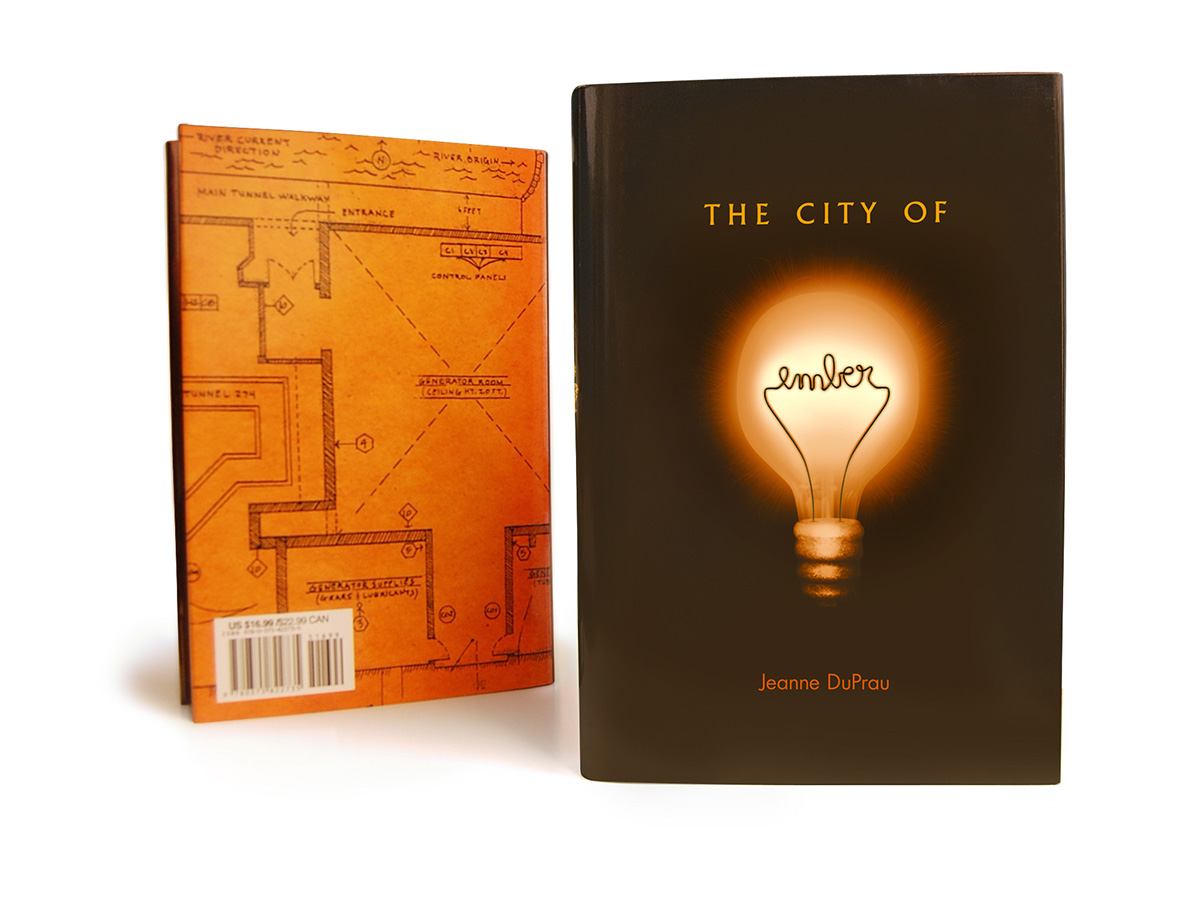 light bulb invitation design CITY OF EMBER book cover maps