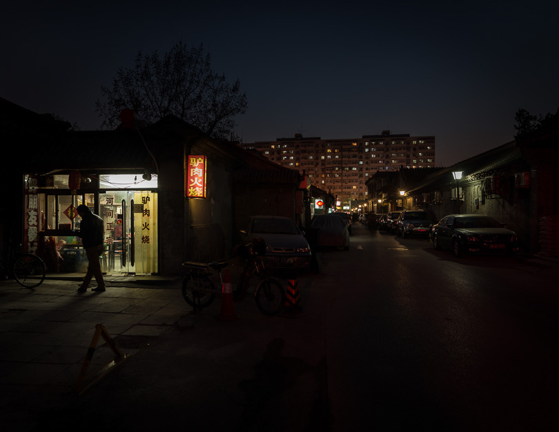 beijing Hutong old town district city center winter china capital Urban night dark darkness illuminated village chinese