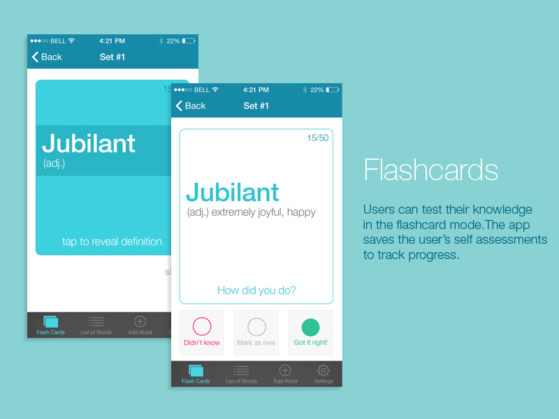 vocabulary app uiux minimalistic ios7 UI