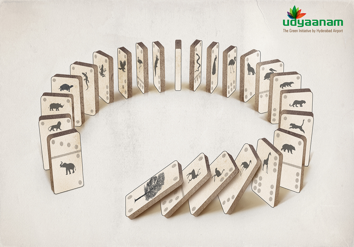 green eco airport print ad dominoes