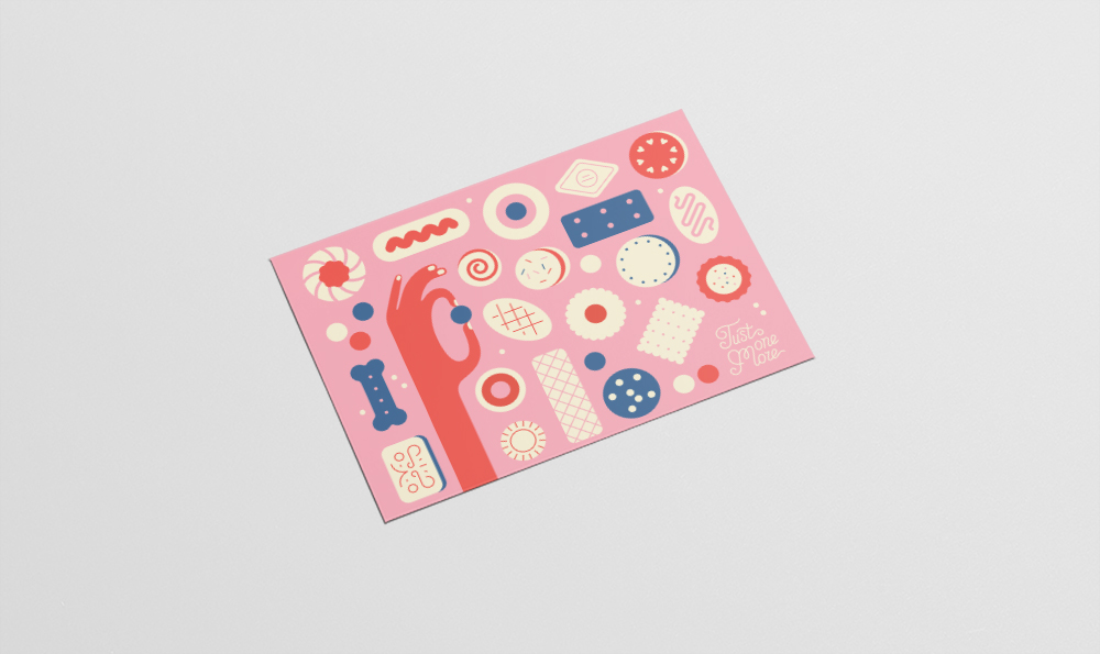 vector hand Sweets treats cookies sugar biscuit pink Pastels typography  