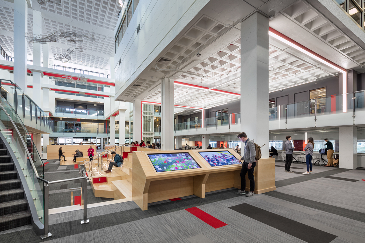 modernism concrete renovation refresh millwork student center environmental design engaging