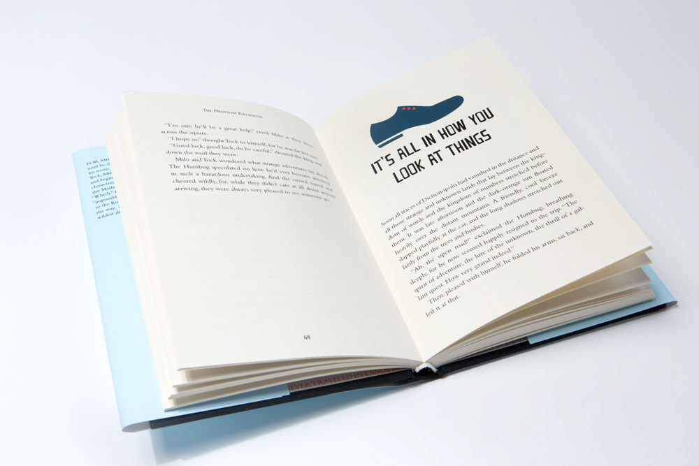 book print design the phantom tollbooth Micro typography epub Icon Chapter Dust cover tollbooth Milo