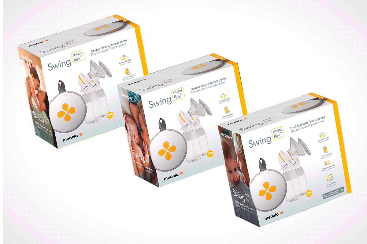 3d visual breastfeed Breastmilk pump Consumer Brand Medela packaging design rebranding