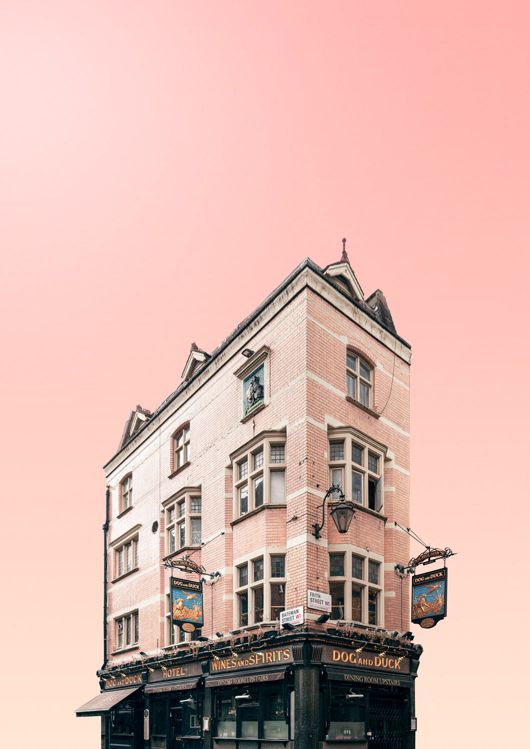 architecture building heysupersimi London minimal pastel pub wes anderson