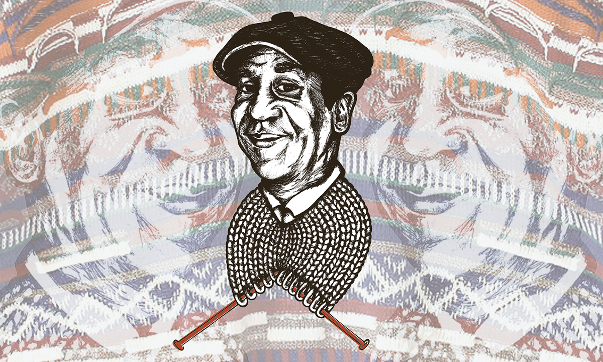 Bill Cosby knitting portrait micron pen