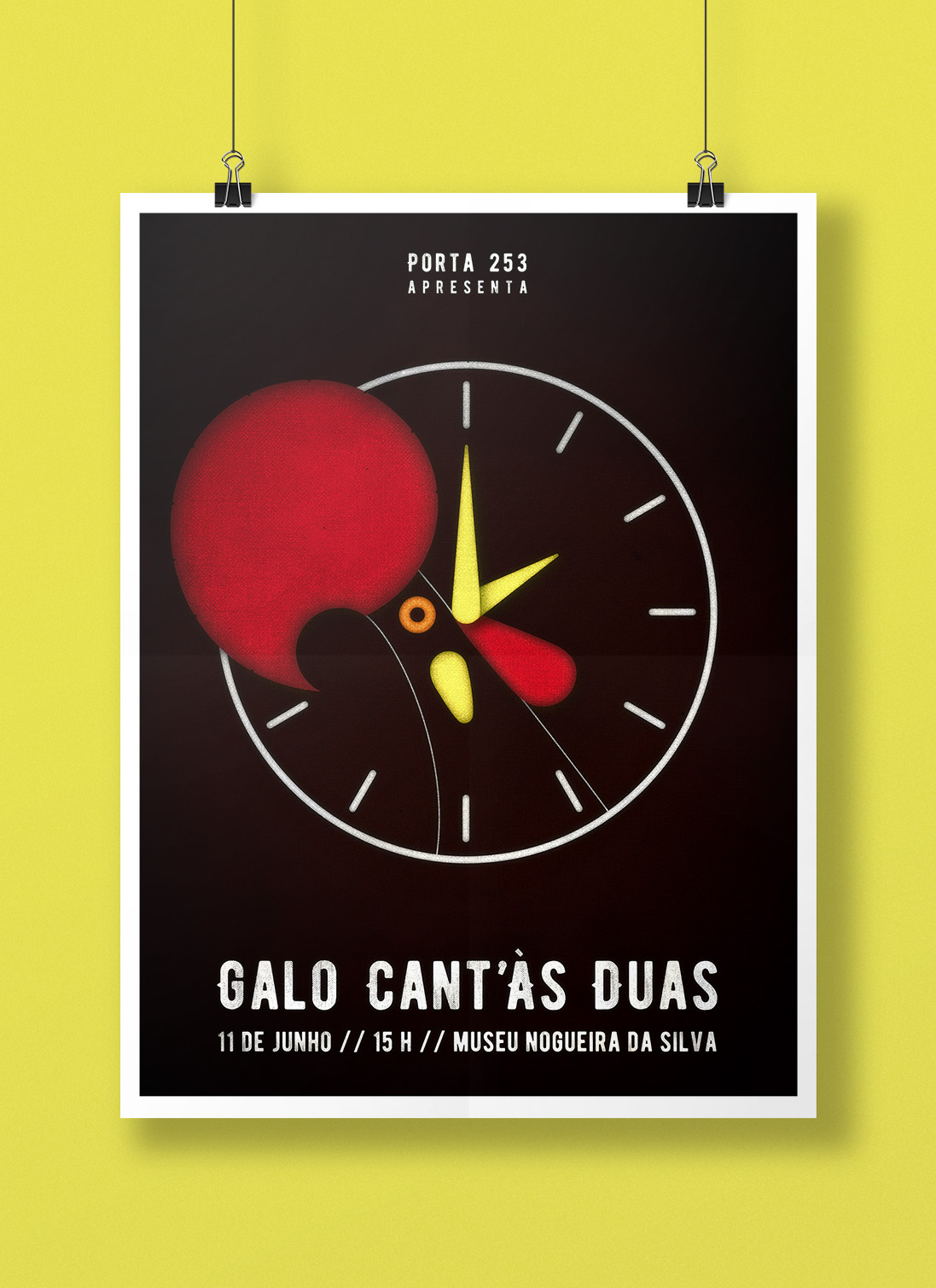Galo Rooster Barcelos Portugal minimalistic poster cartaz simple halftone Illustrator vector clock gig poster musica band