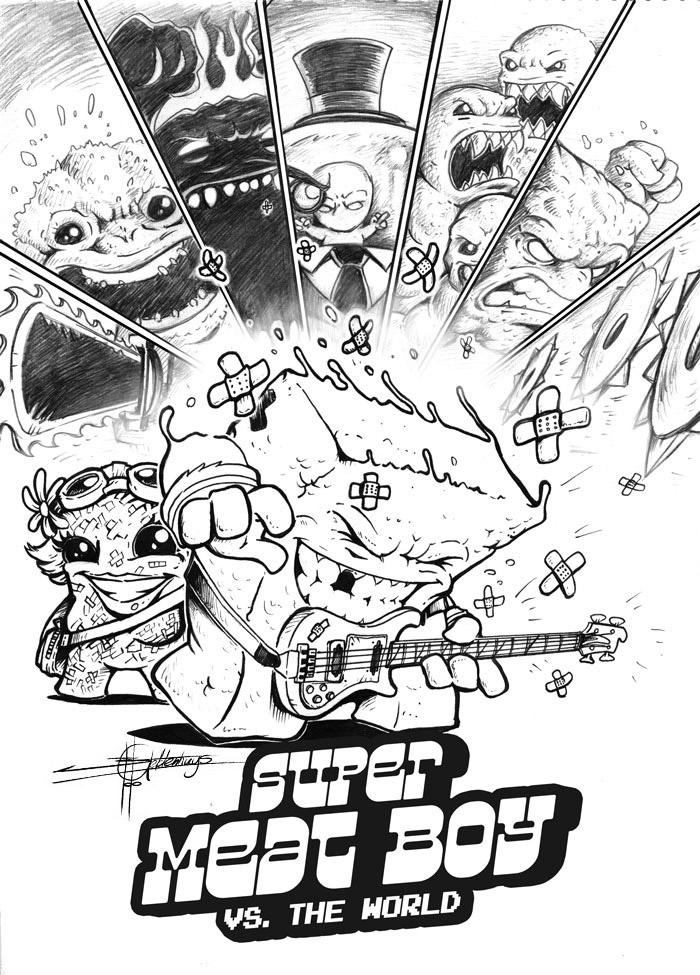 Super Meat Boy Vs. The World ben g geldenhuys Fan Art video game Comic Book edmund mcmillen Bryan Lee O'Malley