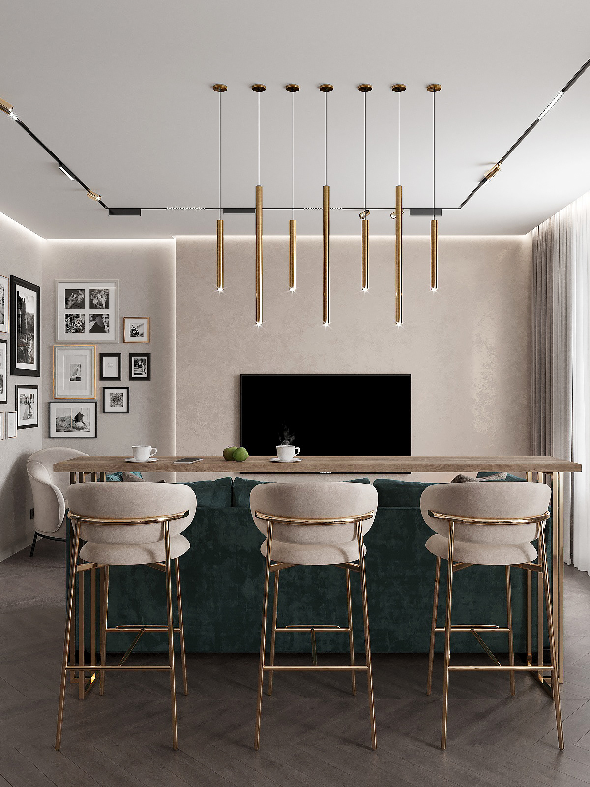 3д визуализация Interior Visualization 3ds max visualization living room 3д визуализатор Визуализация интерьера Дизайн квартиры кухня-гостиная современный дизайн
