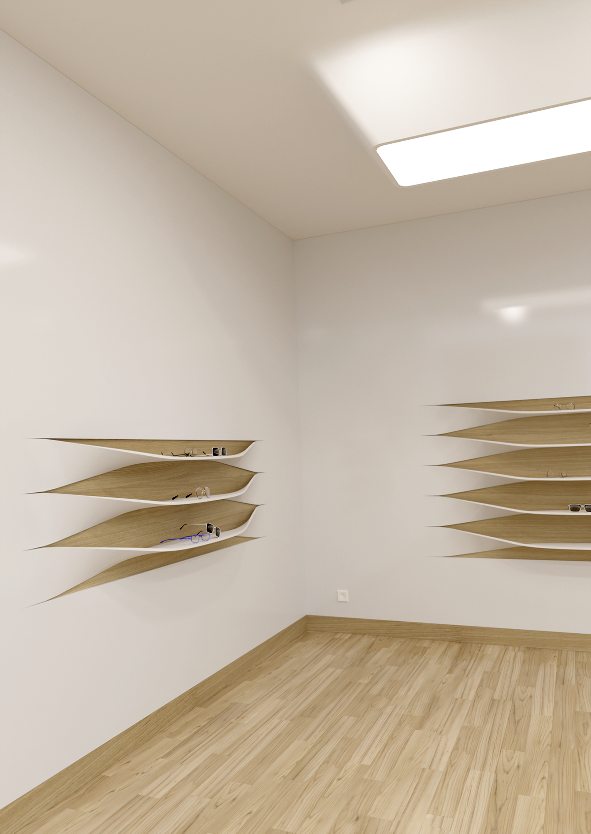 Shelf shelves prateleiras Estante corian wood Retail bookcase